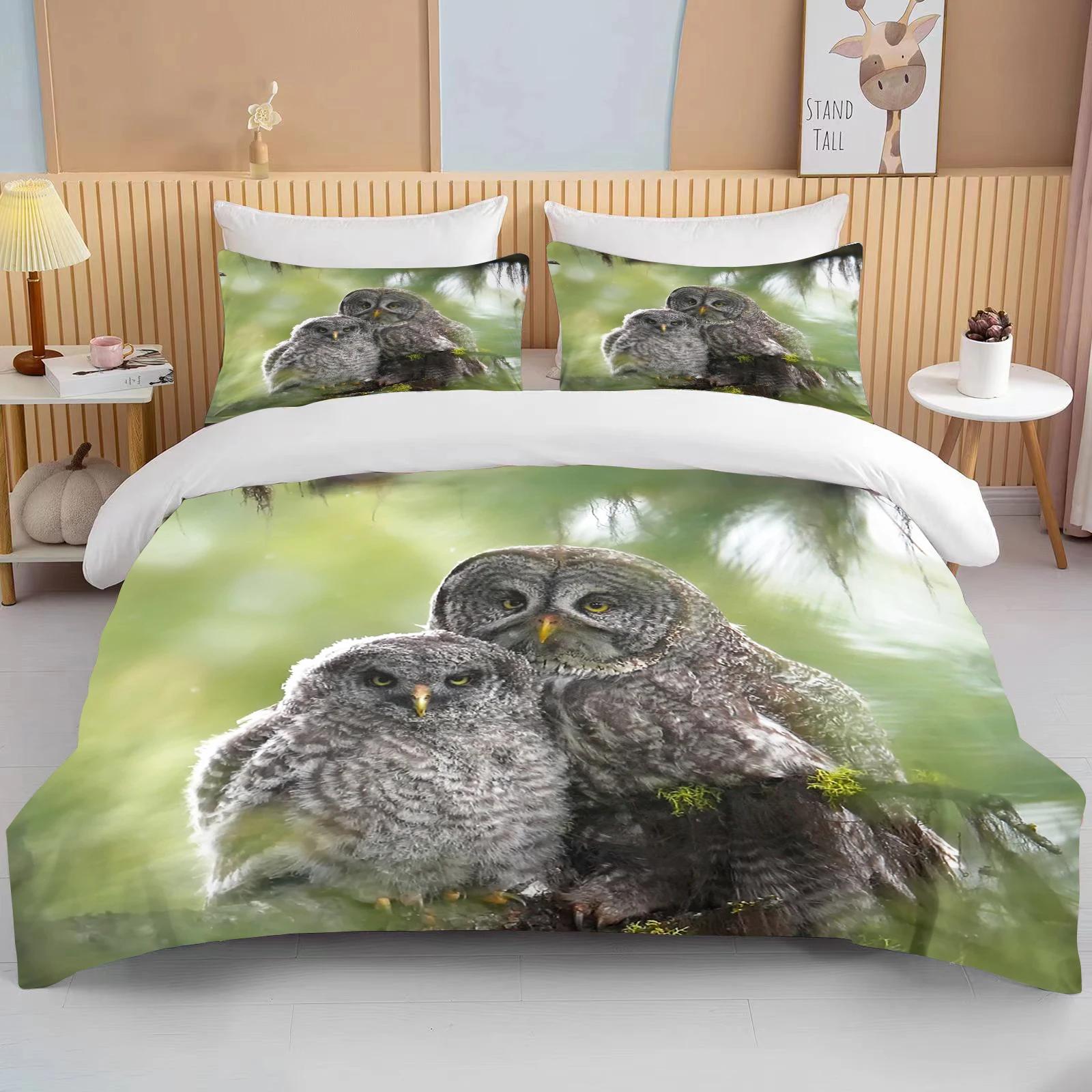 

Lovely Owl 3D Birds Carton Warm Comforter Beding Set,Soft Duvet Cover Bed Linen Set Comfortable Quilt Cover Pilowcase King Quen Sized Dimensions 135*200cm Eu-Single