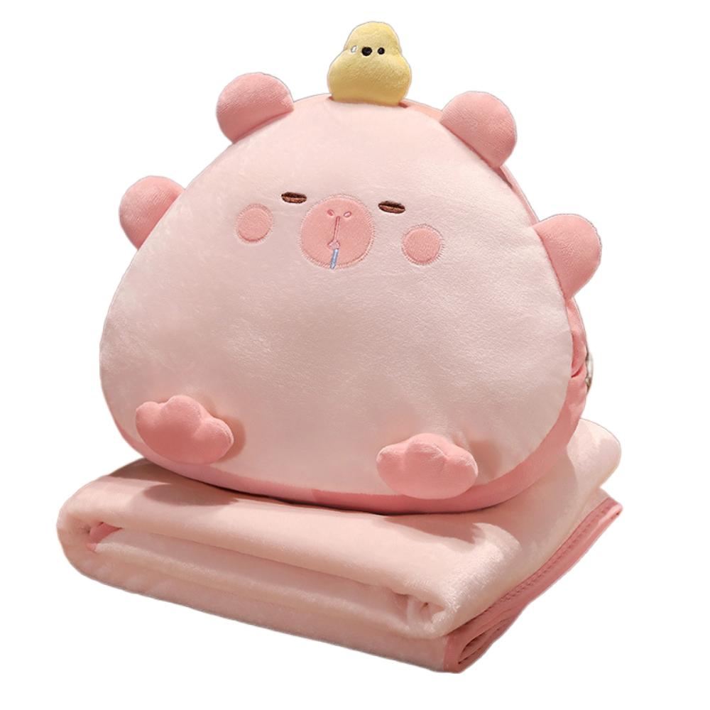 Stuffed Capybara Cartoon Hand Warmer Air Conditioning Blanket Office Backrest  Bedside