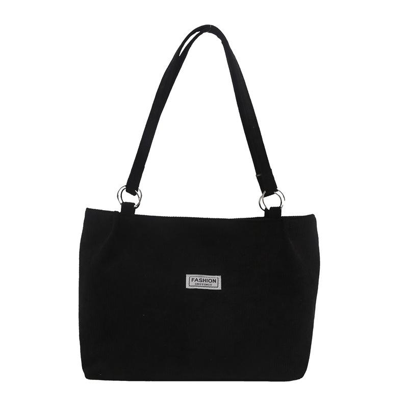Corduroy bag women's large capacity 2025 new autumn and winter versatile casual shoulder shopping bag commuter tote bag