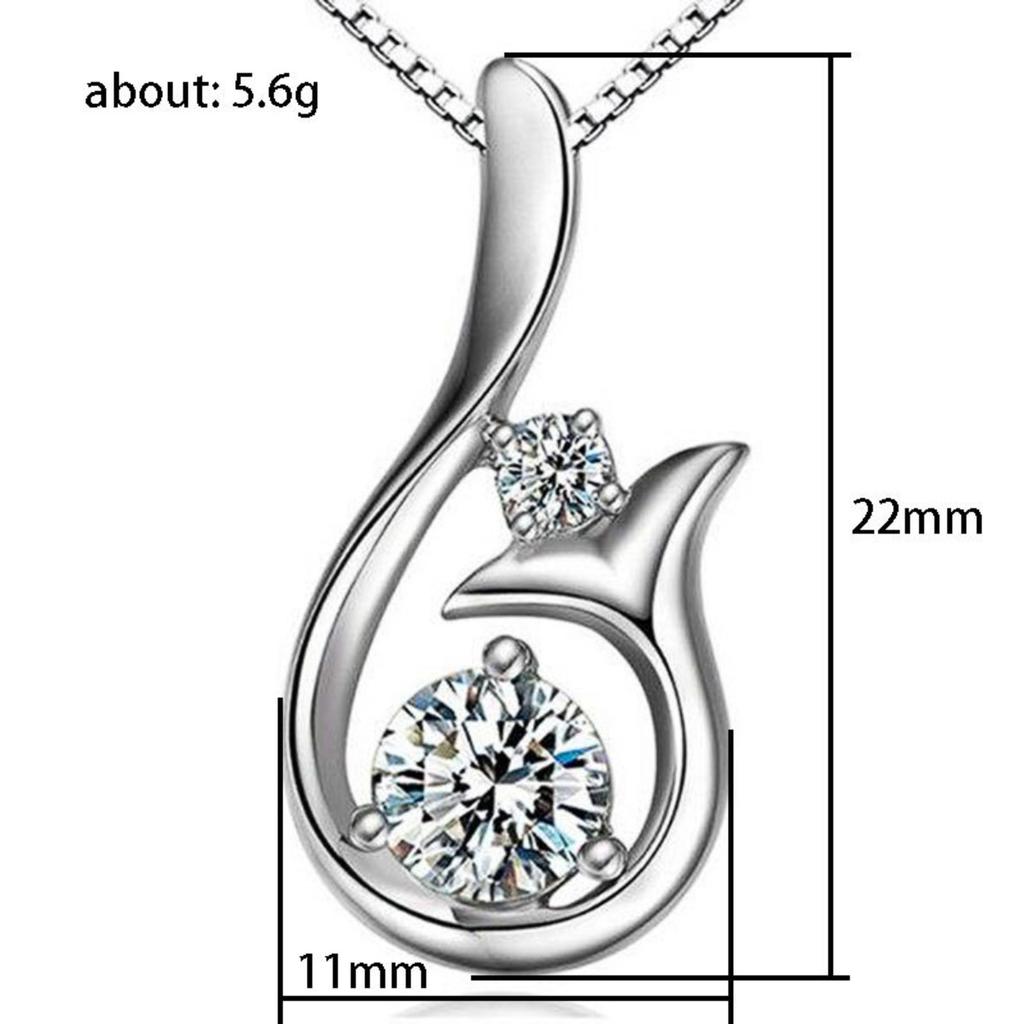 Curved Abstract Double Round Cubic Zirconia Pendant Elegant Women Clavicle Necklace