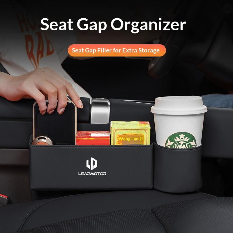 For Leapmotor C01 T03 C11 Car Seat Gap Organizer With Cup Holder Practical Modified Interior Storage Box