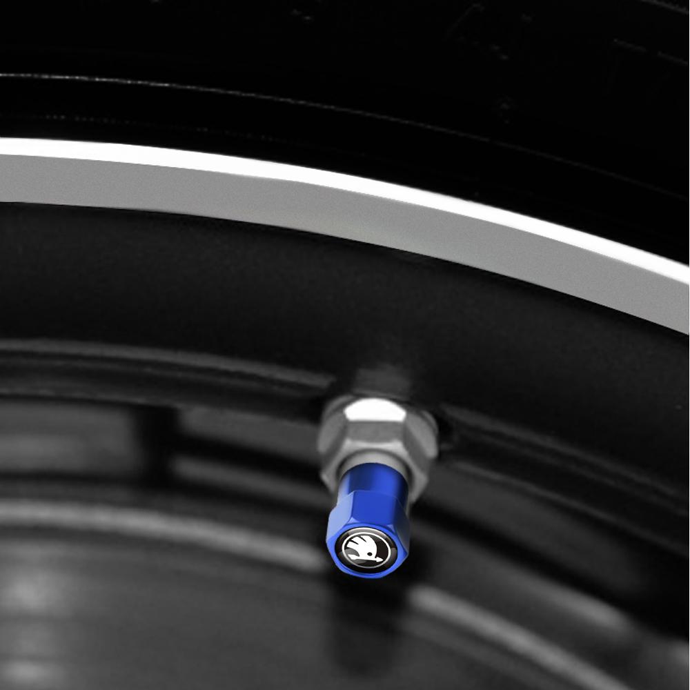 AAAJC1 4pcs Car Tire Valve Cap Tyre Valve Stem Covers for Skoda Rapid Fabia Octavia Yeti Superb Citigo RS VRS Scala Kodiaq Karop Kamiq