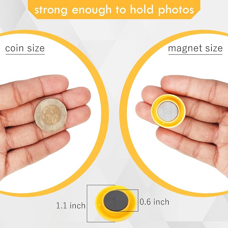 YAJNAS Pack of 30 Colorful Opaque Magnet for Magnetic White-Boards - Sticky Stick Notes, Photos, Charts Notice Board/Pla