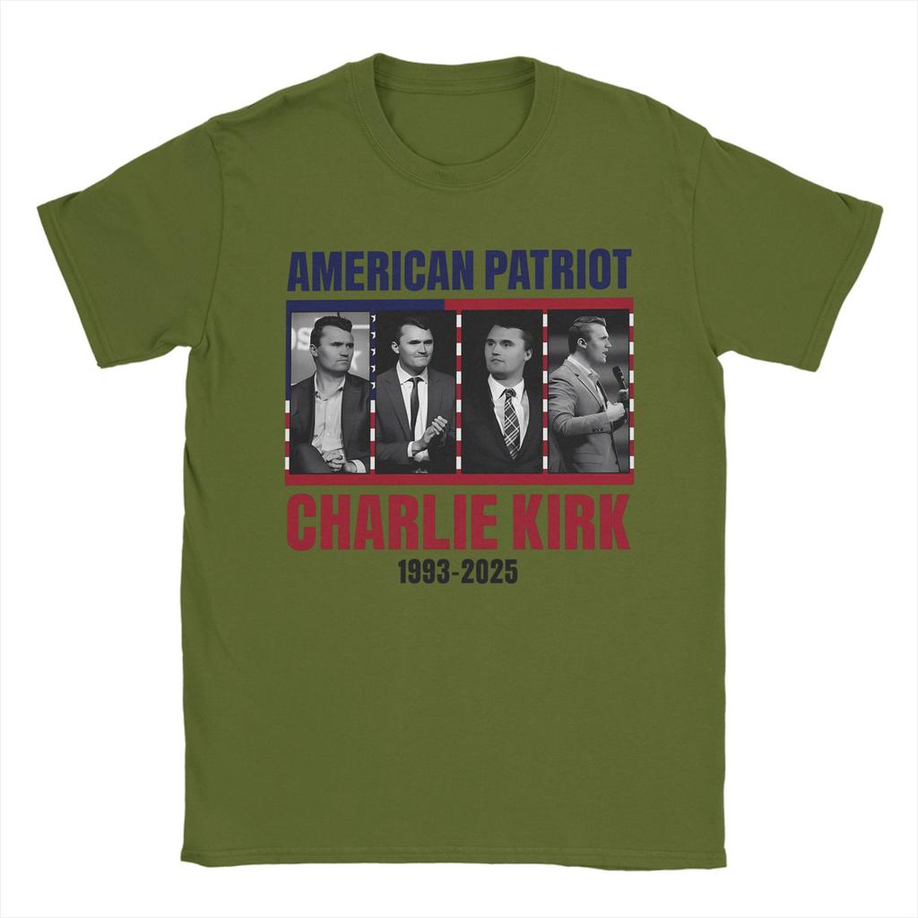 Mens TShirt Charlie Kirk American Patriot Creative 100 Cotton Tee Shirt Short Sleeve T Shirt Round Collar Clothes Present