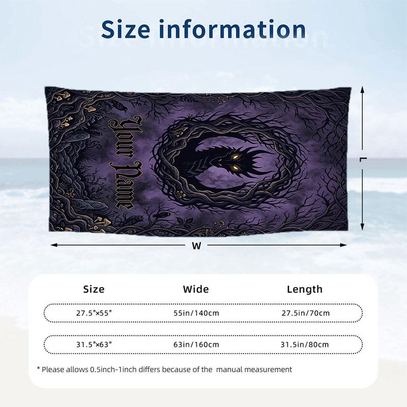 Fantasy Magic Theme Beach Towel Personalized Custom Name & Text Soft Quick Dry Beach Towel for Swimming Travel