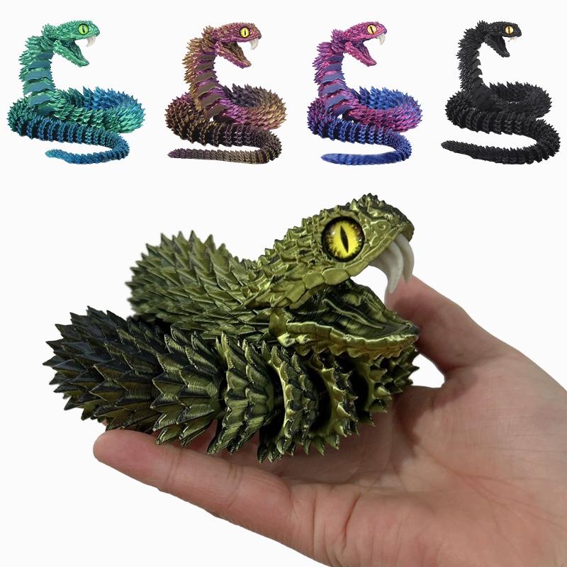 3D Printed Snake 3D Printing Fidget Animals Crystal Viper Snake Model Movable Joint Simulation Desk Toys Car Ornaments Kids Gift