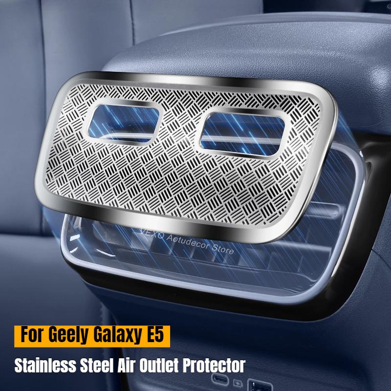 For Geely Galaxy EX5 E5 Rear AC Vent Dustproof Cover Air Outlet Protector Stainles Steel Electric Vehicle Interior Moulding Trim
