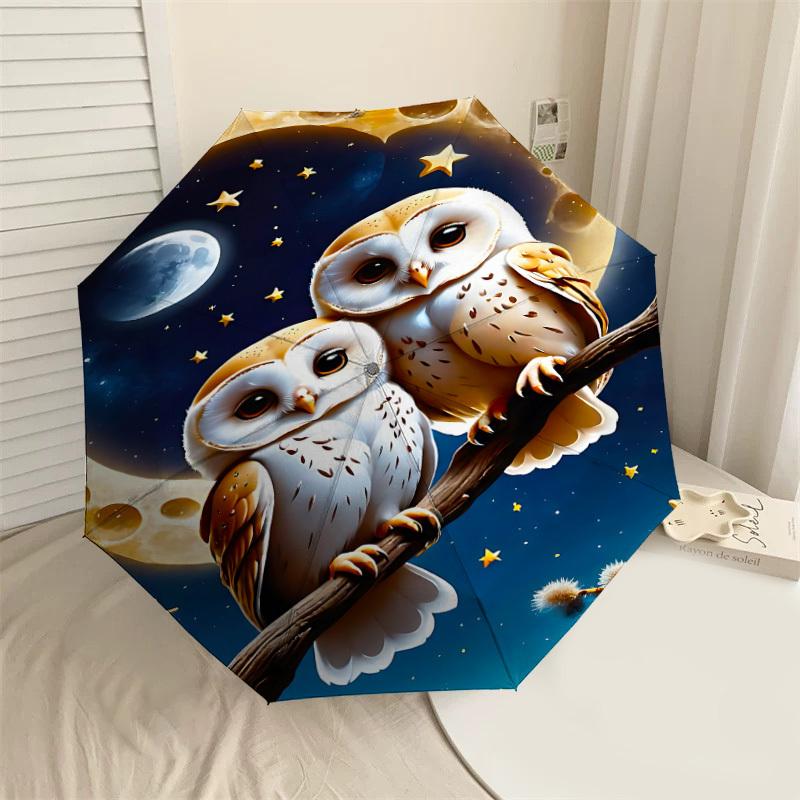 

1PC Owl Night Umbrella-8-Rib Reinforced, Automatic Open, Lightweight & Durable, Cute Fashion Accessory for Outdoor-W130