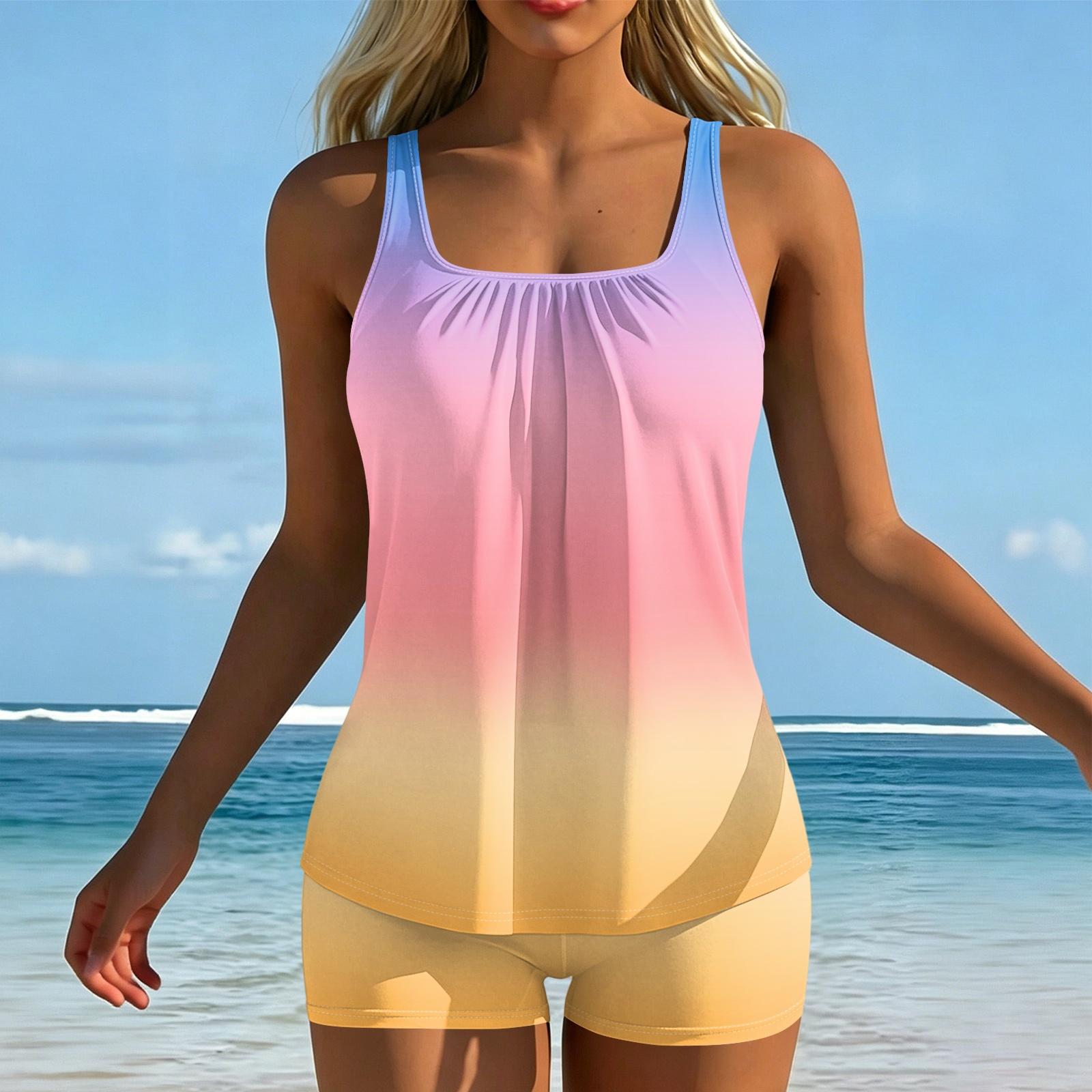 Women s Printed Split Swimsuit Sport Swimsuit Two-Piece Set L