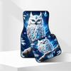 4pcs Blue Crystal Owl Print Car Floor Mats, Elegant Interior Decor Accessories For Daily Driving, All Season Fashionable Auto In