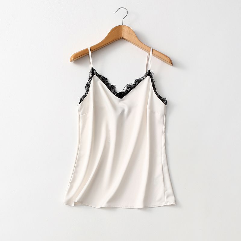 Export Foreign Trade Original Order Elegant Silky Satin Satin Lace Inner Match Women's Camisole Plus Size