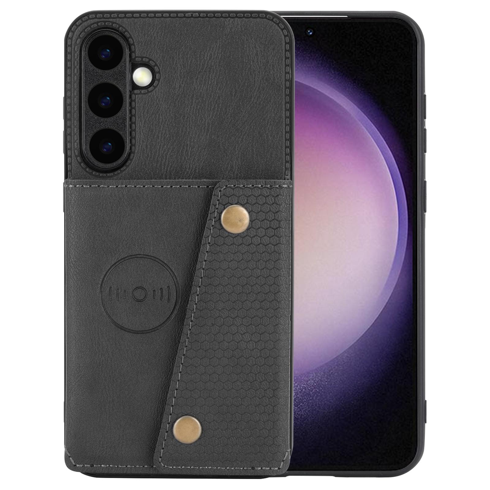 

Для Samsung Galaxy S25+ Чехол с отделениями для карт, подставкой, кожаным чехлом + TPU Black