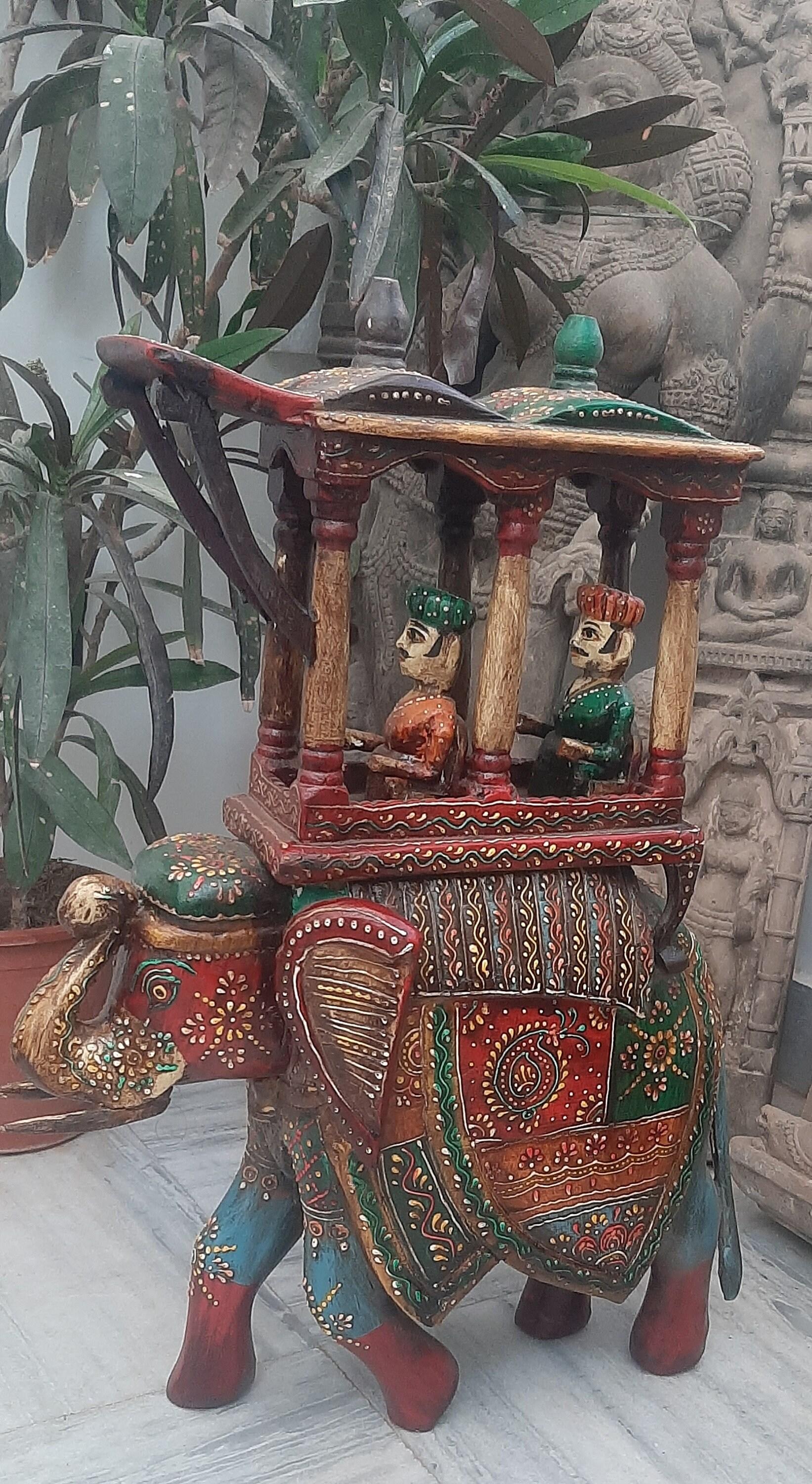 

Hand Painted Mango Wood Elephant Statue: Royal Ambabari Decor 16” X 8” X 24” (l x w x h) разноцветный