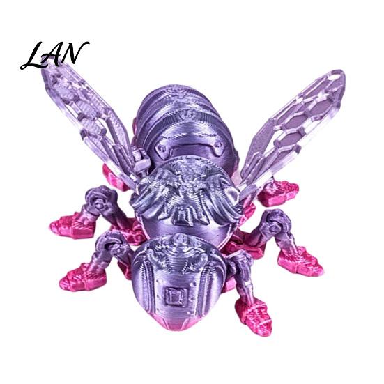 Lightweight 3D Printed Display Piece Articulated Bee Fidget Toy, Flexible Joint Figurine with Keychain, High Precision Hollow Body Model Mechanical