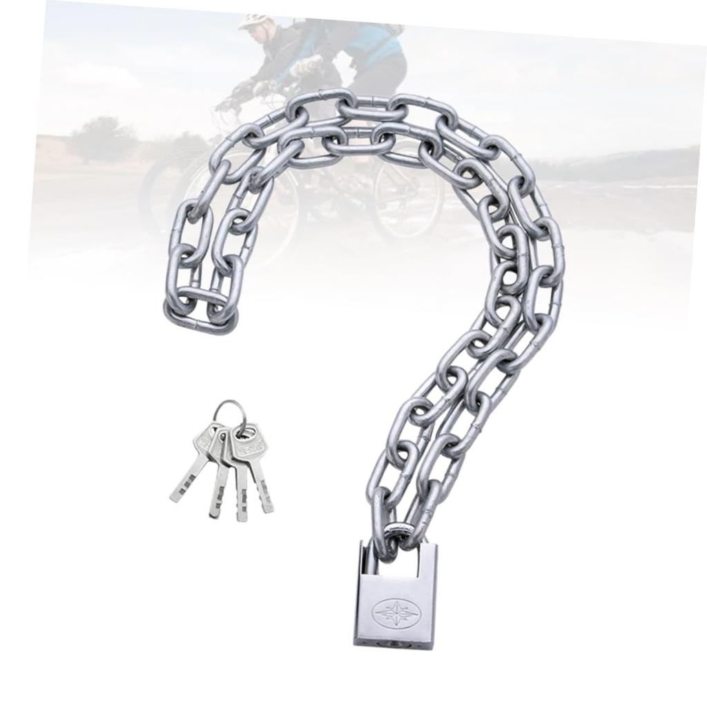 LIOOBO Heavy Duty Chain Padlock Bike Lock Bicycle Lock Security Lock Chain Lock Silver