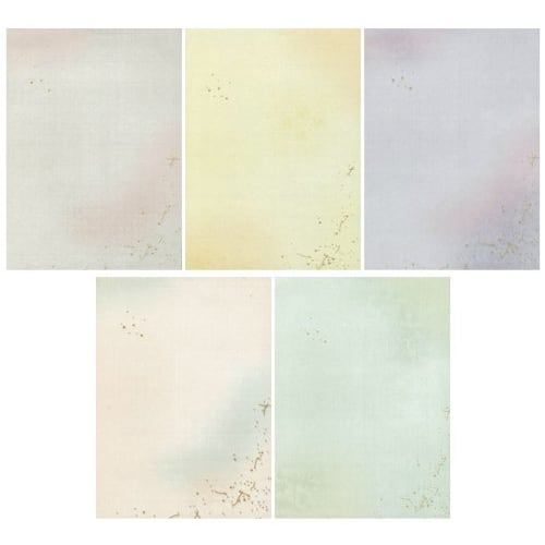 Kobaido Kana Paper "Hazuki" Half-sized Kaishi 50 sheets (5 designs, 10 sheets each)