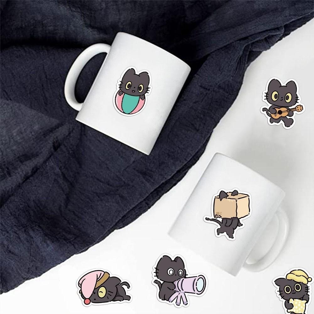 50 Stück Wasserdichte Niedliche Kätzchen Aufkleber Cartoon Lustige Meme Aufkleber Kawaii Schwarze Katze Aufkleber Skateboard