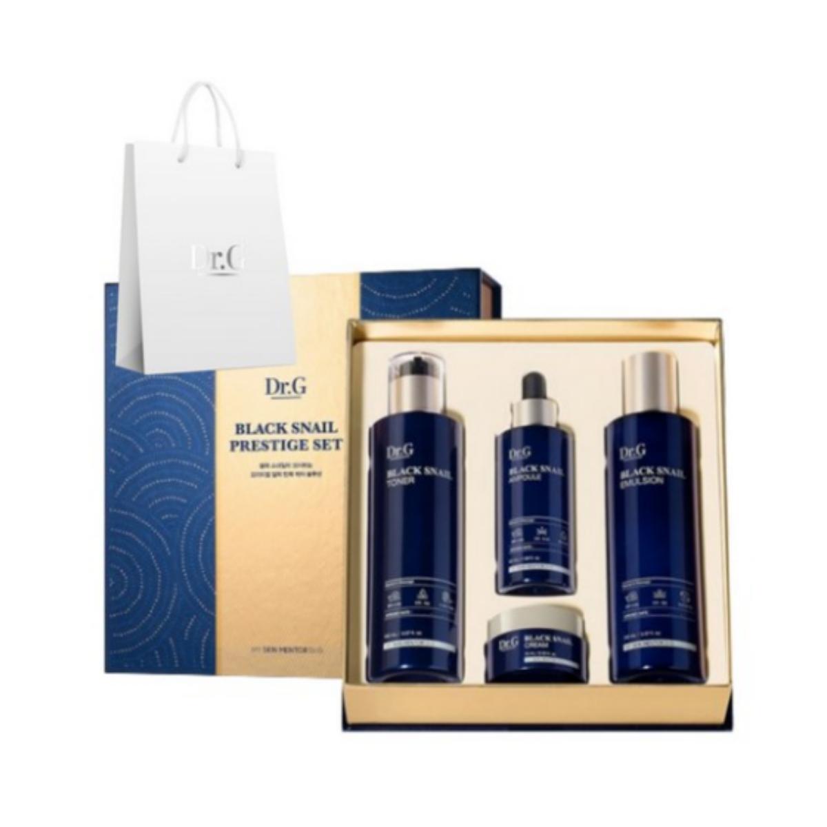 

Dr.G Black Snail Prestige Basic Skincare Set — Тонер 150 мл + Эмульсия 150 мл + Ампула 50 мл + Крем 15 мл (1 комплект)
