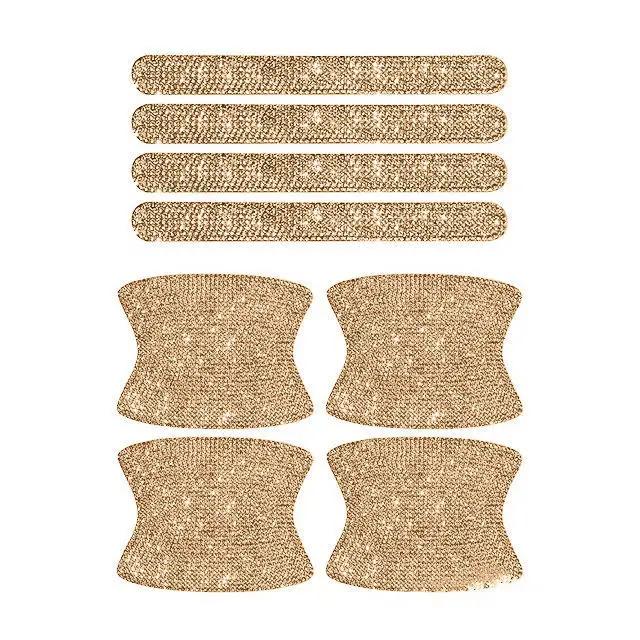 8Pcs Rhinestone Car Door Bowl Anti-scratch Reflective Stickers Door Bowl Handle Protection Sticker Anti-scratch Protection Strip