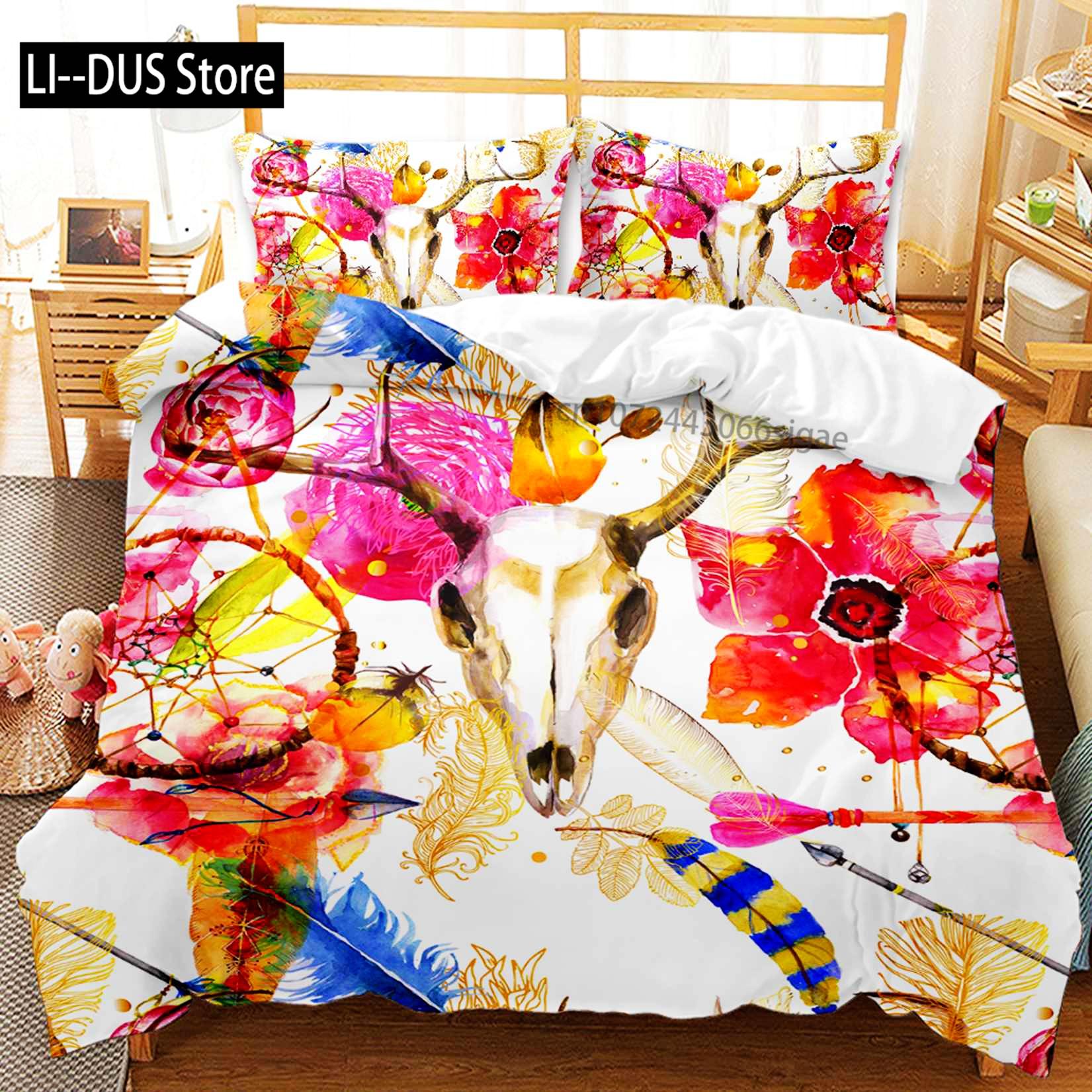 

Dreamcatcher Bedding Set Single Twin Full Queen King Feather Size Bed Set Aldult Kid Bedroom Duvetcover Sets 3D Anime 019 135x200cm