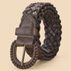 No-hole Vintage Braided Pin Buckle Belt, High Quality PU Belt, Unisex Casual Jeans Belt, Daily Commute All-match Waistband