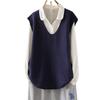 Womens Artistic Knit Vest Deep V Neck Loose Fit Sleeveless Sweater Layering Piece