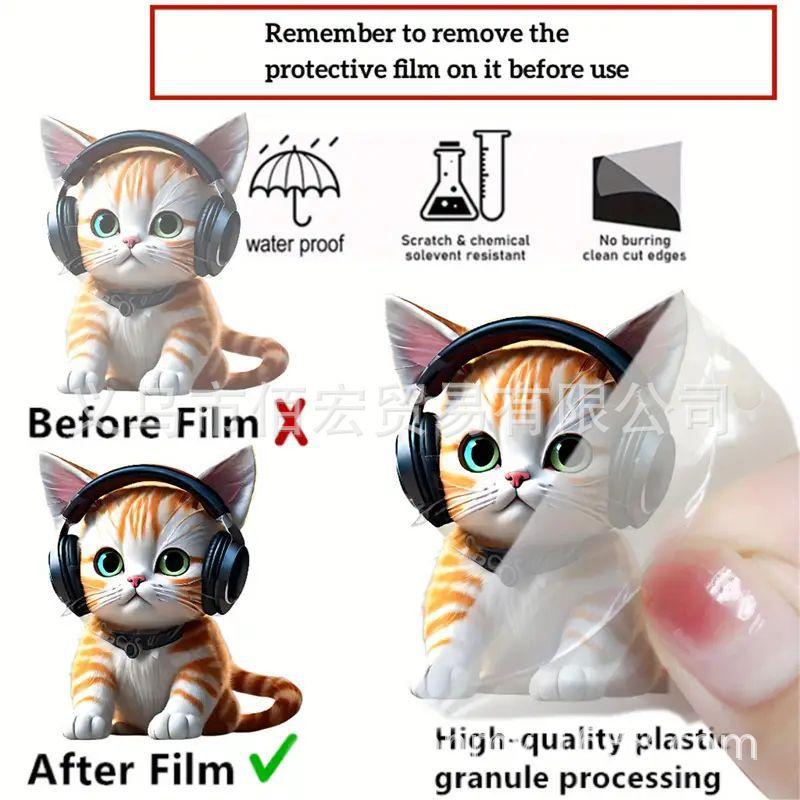 2D Acrylic Cute Cat Rearview Mirror Decoration Pendant, Backpack Keychain Decoration Pendant, Home Decoration