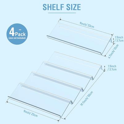 Spice Drawer Organizer 4 Tier, Acrylic Seasoning Organizer Rack, Clear Spice Rack Tray, Kitchen Seasoning Jars Drawers Insert (Jars Not