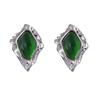 Vintage Red Resin Pleated Stud Earrings For Women Punk Metal Irregular Geometric Leaf Shaped Earrings  Party Zircon Gift