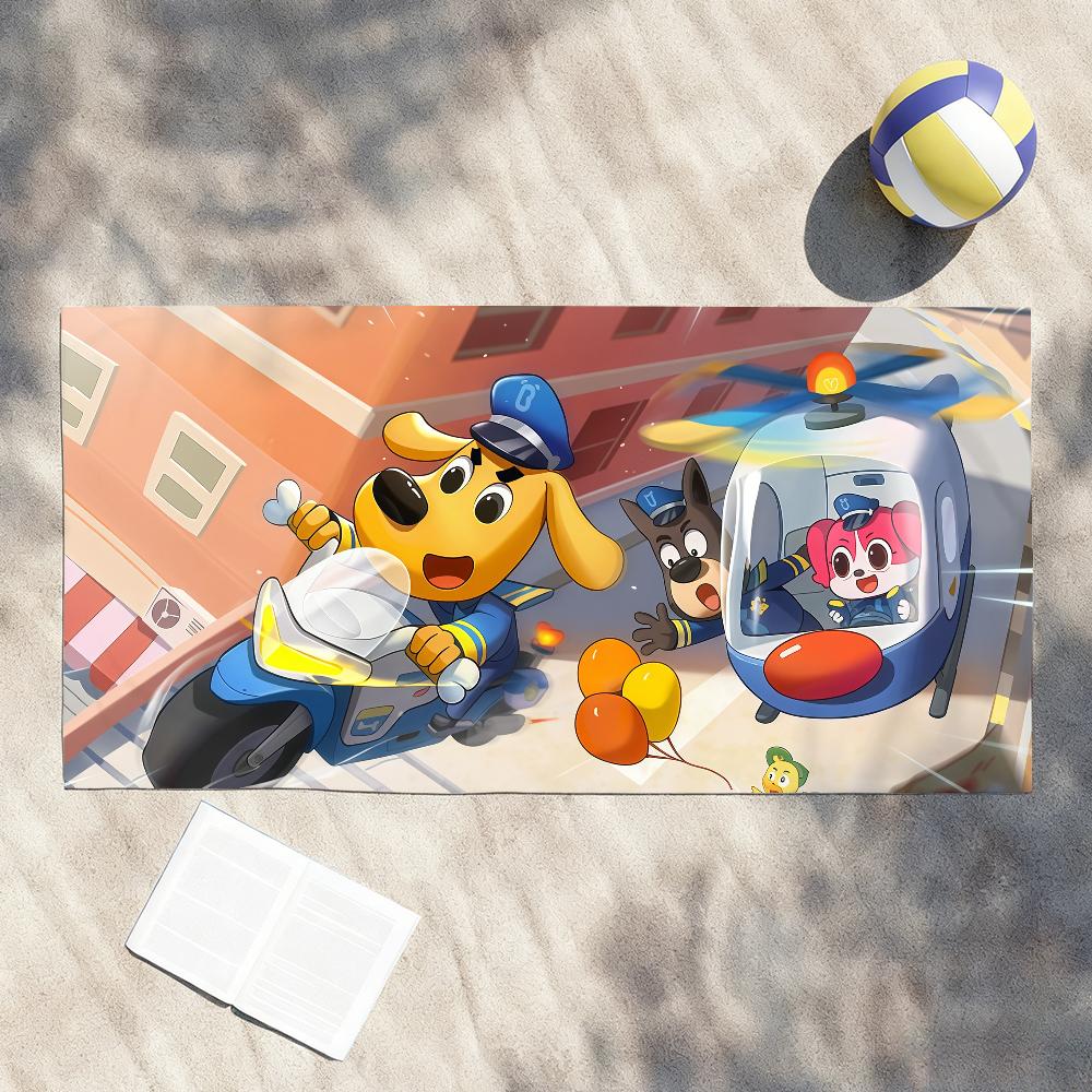 Cartoon S-Safety S-Sheriff L-Labrador Towel Towels For Beaches Yoga Studios Gyms Hot Springs Swimming Pools And Picnics