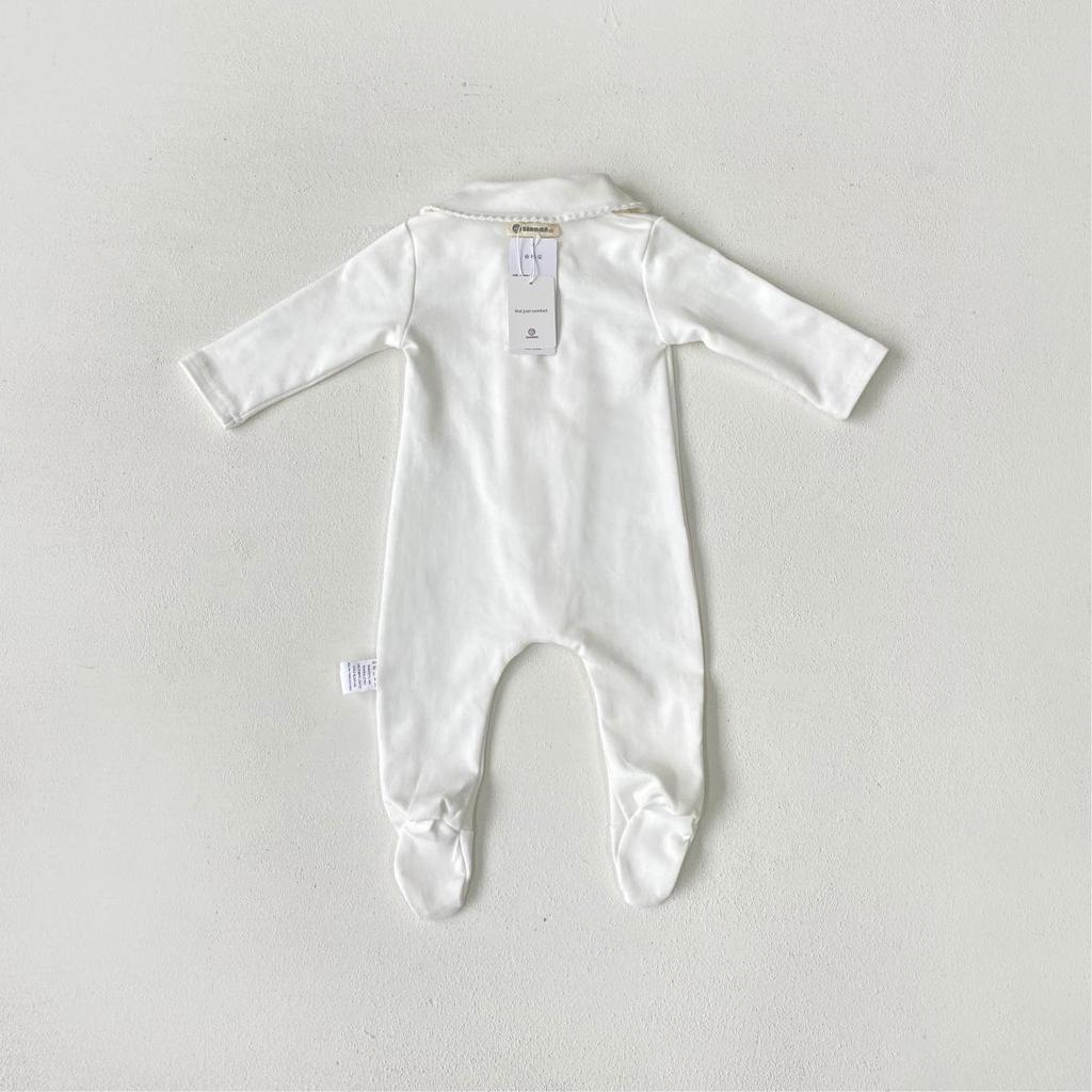 A-klass Höst 2025 Nyfödd Långärmad Fotad Jumpsuit med Liten Krage