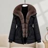 Korean light luxury big fur collar waist down cotton clothes women's burgundy thickened warm hooded mother jacket factory