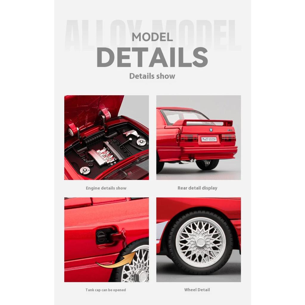 1/24 BMW M3 E30 Soda Version Boxed BMW Alloy Car Model, Suitable for Toy Cars for Children Aged 3-12 Years Old, Adults Can Collect Ornaments and Gifts
