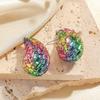 New Trendy Crystal Chunky Waterdrop Hoop Earrings Dupes for Women Chunky Colorful Dome Teardrop Stud Earrings Jewelry Gifts