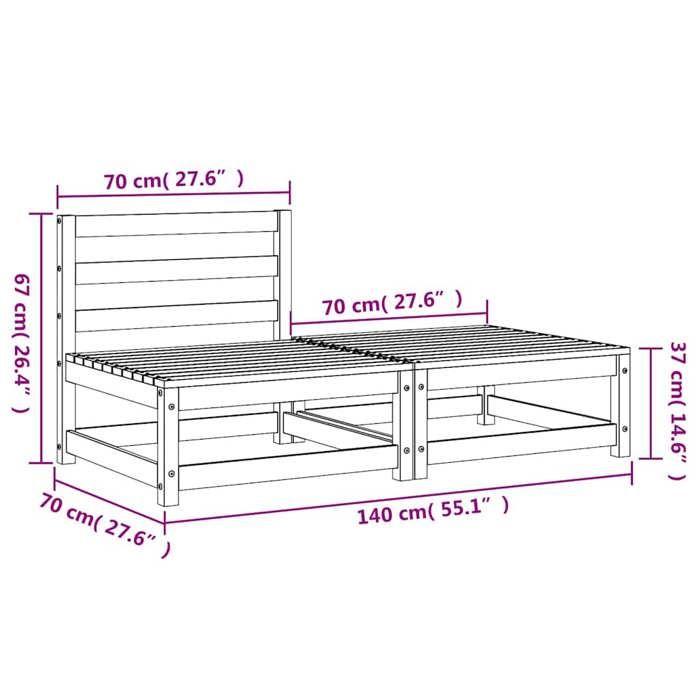VidaXL Canapé de Jardin sans Accoudoirs Repose-pieds, Siège avec Dossier, Meuble de Terrasse Patio Arrière-cour Extérieur, 837956