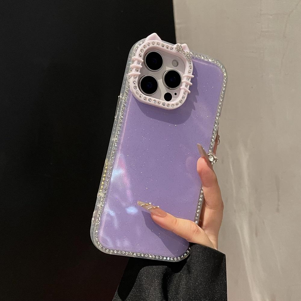 Bonbonfarbe Glitzer Diamant Katzenohren Handyhülle Für iPhone 17Air 16 15 14 13 12 11 Pro Max Plus Stoßfeste Schutz-Rückseite