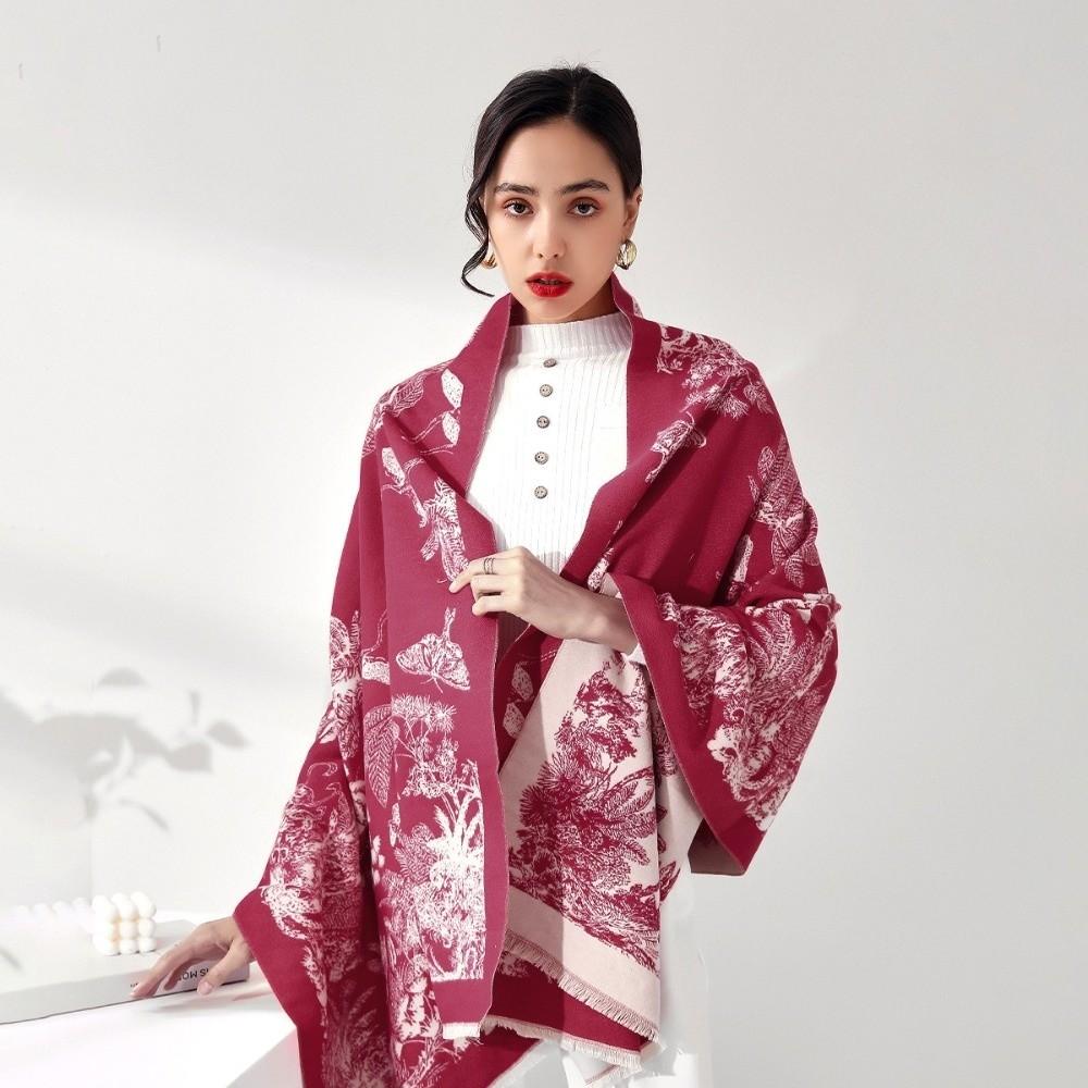 Large Ethnic Style Scarf Bohemia Winter Tassel Scarves Large Double-sided Cape Student