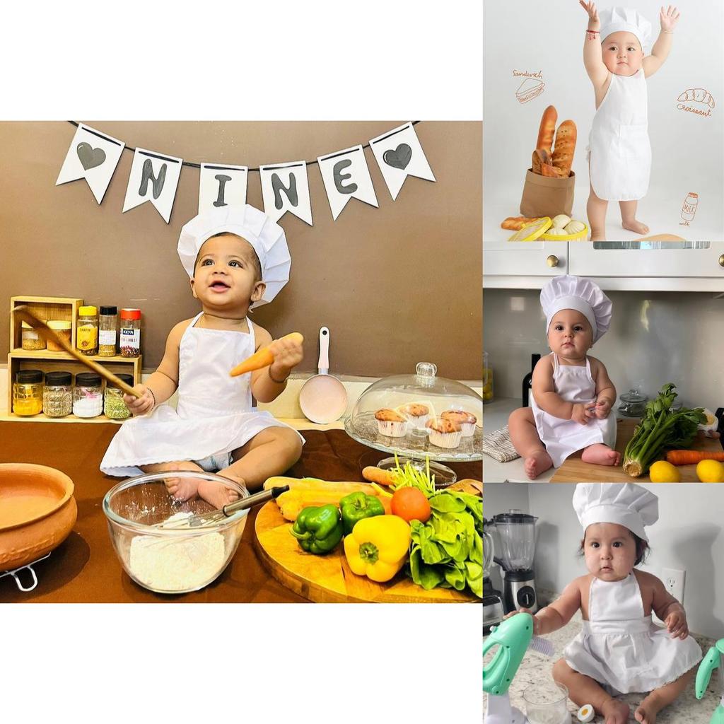 Child Chef Costume Set With Polyester Fabric For Kids Kitchen Role Play