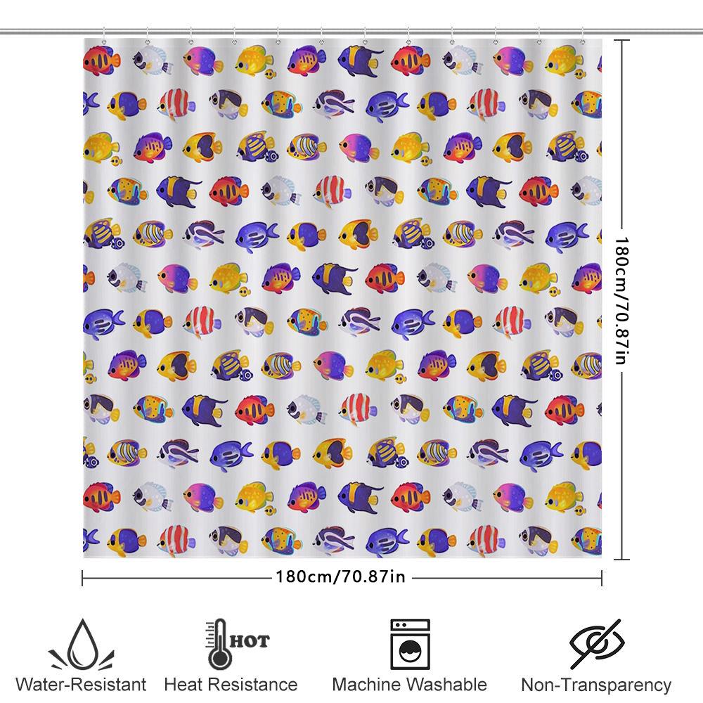 Bathroom Shower Curtain Tropical Ocean Fish Pattern Waterproof Decor Liner Home Fabric