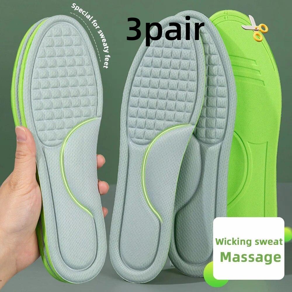 5/3/1pair Absorb-Sweat Massage Sport Insole Soft Memory Foam Insoles for Shoes Men Women Feet Orthopedic Shoe Sole Running