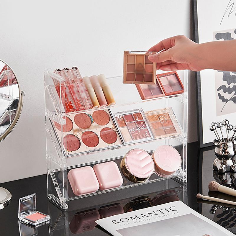 3-Schicht Acryl Kosmetik Aufsteller Mehrzweck Lidschatten Tablett Rouge Aufbewahrungsregal Kreativer Schreibtisch Spielzeug Kleinteile Organizer