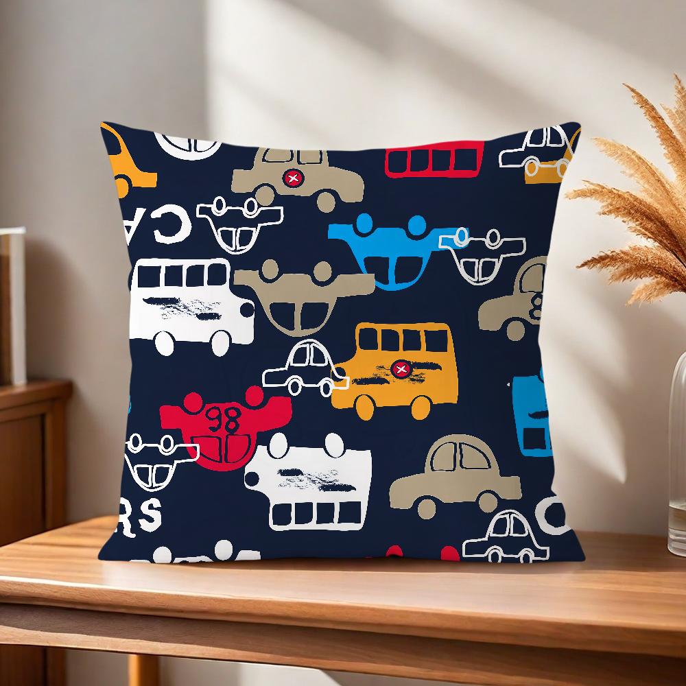 ART Transportation Cars Truck Boat Racing Soft Pillow Case for Sofa Living Room Home Office Decor Protective Covers Without