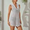 Strandrock Damen Einfarbig Sexy Gestrickt Strand Bikini Badeanzug Kapuzenkleid