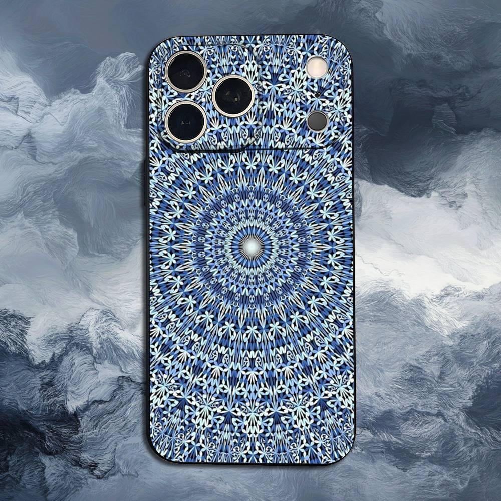 Totem Colorful Flower Mandala For iPhone 12,14,13,15,8,7,16,11,17,X,Mini,Plus,Pro,XR,SE,XS,Max,Soft Silicone Black Case