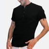 Camicia Estiva da Uomo Tinta Unita Collo Alto Bottoni Maniche Corte Sottile Abbigliamento Quotidiano Vestibilità Slim Scollo a V Top Estivo da Uomo Indumento da Uomo