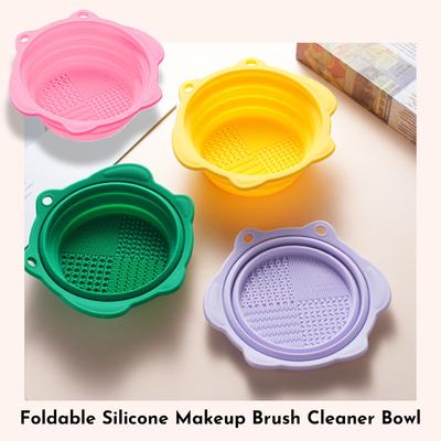 Foldable Silicone Makeup Brush Cleaner Bowl - Portable Cleaning Tool for Brushes, Powder Puffs, and Sponges, Portable Make Up Brush Cleaner for Travel