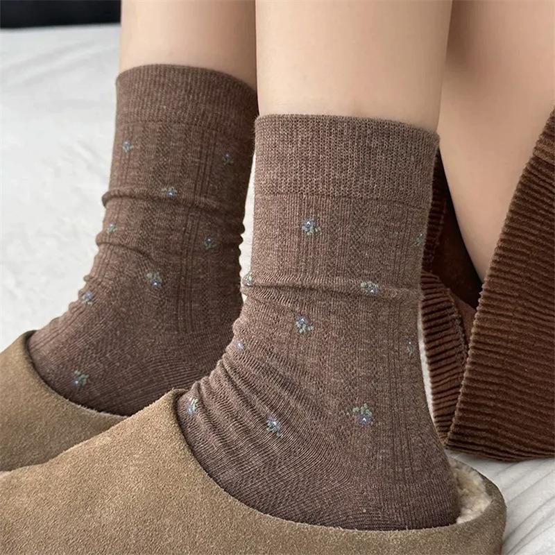 Small Floral Socks - Short Socks, Elegant Pile Socks, Long Socks