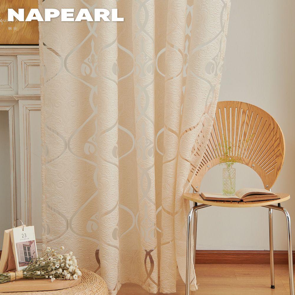 1 PZ NAPEARL Tenda Trasparente Per Finestra Jacquard Design Europeo Fiori Tulle Tenda Per Soggiorno Per La Decorazione Domestica