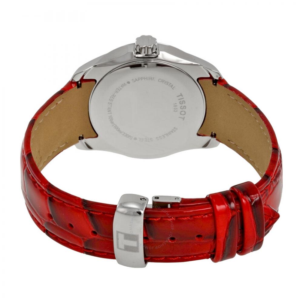 Tissot Couturier White Dial Red Leather Ladies Watch T0352101601101 T035.210.16.011.01