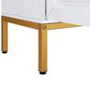 Buffet 140 x 40 x 80 cm - 4 portes - Avec étagères réglables - Finition brillante - Blanc + Or